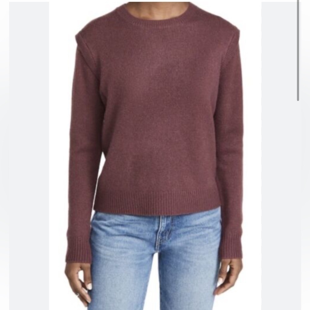 360 CASHMERE BROWN / BURGUNDY CREW NECK SWEATERS. SIZE S